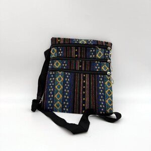 Navajo Baja Tribal Triple Zip Clutch Crossbody Bag